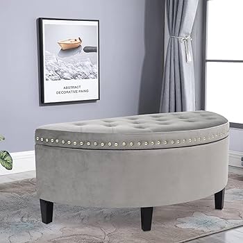 Amazon.com : Adeco Half Moon Storage Ottoman, Velvet